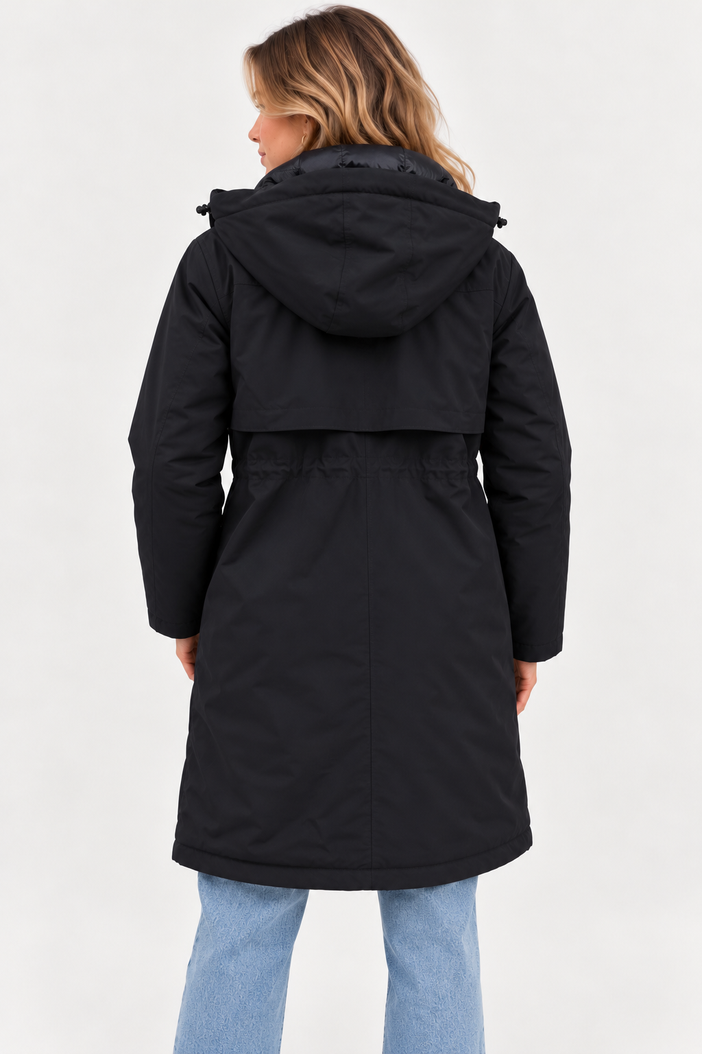 Zwarte parka winterjas met capuchon