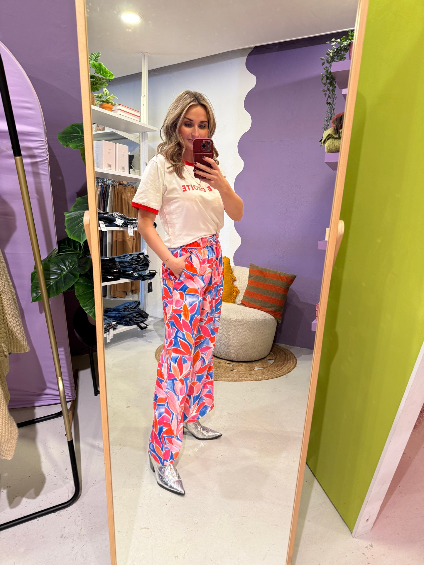 Floral print wide leg pant