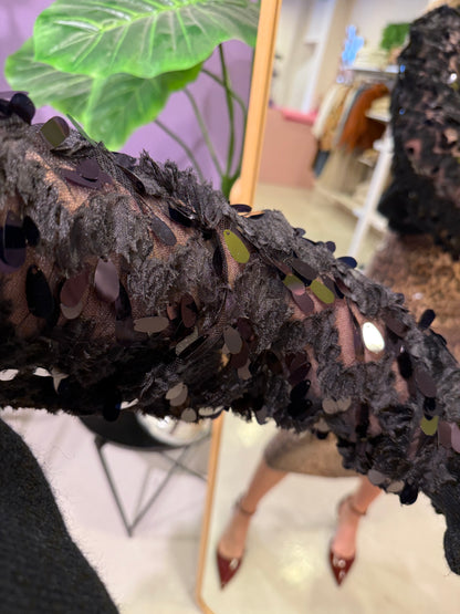 Zwarte trui met glitter blouse mouwen