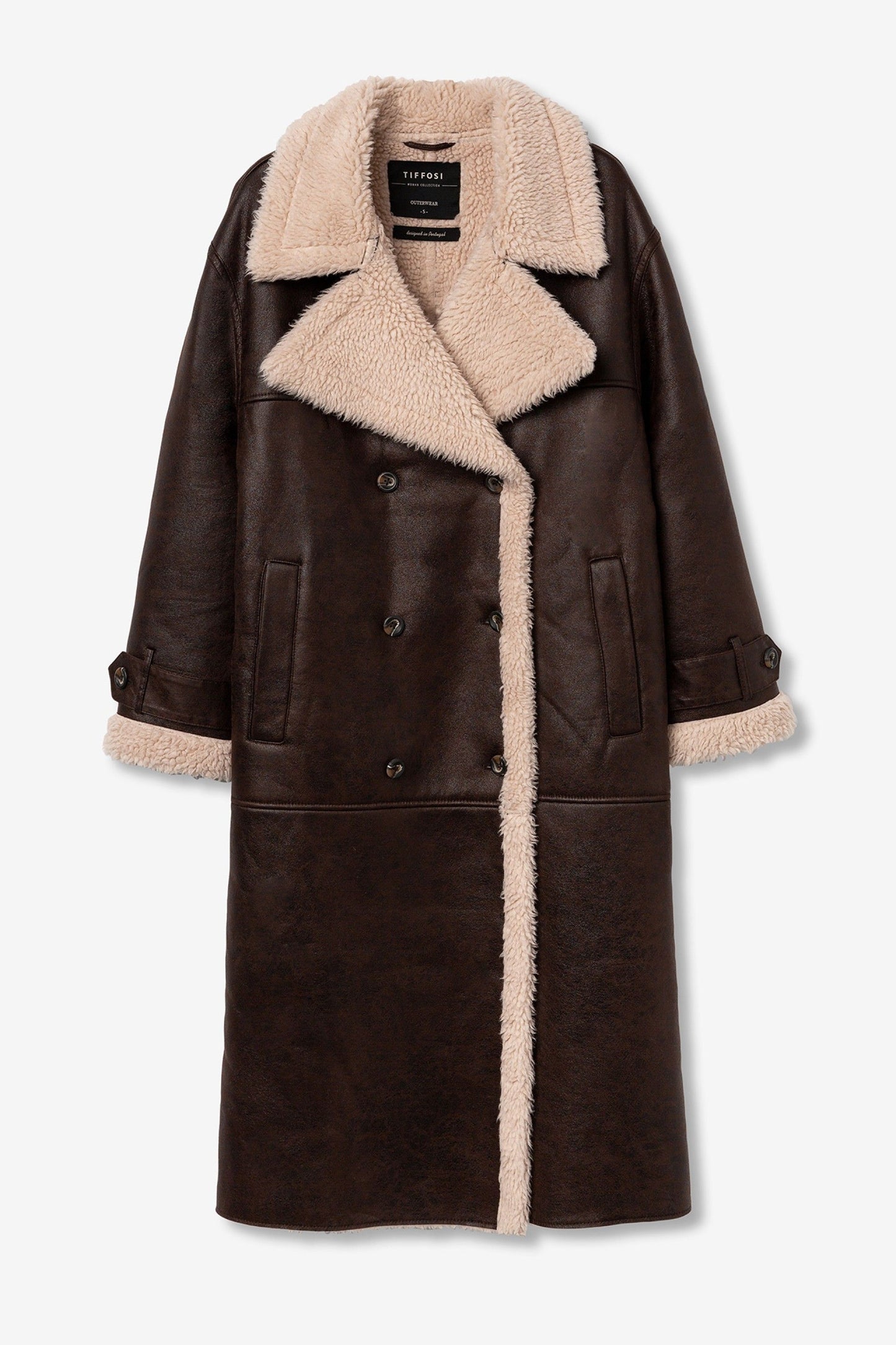 Lange lammy jas donker bruin