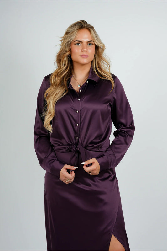 Blouse donkerpaars silky