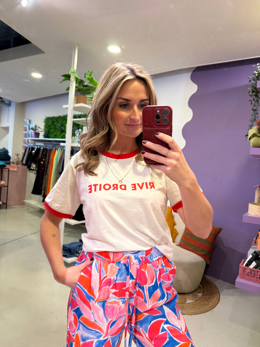 Rive droite t-shirt wit en rood