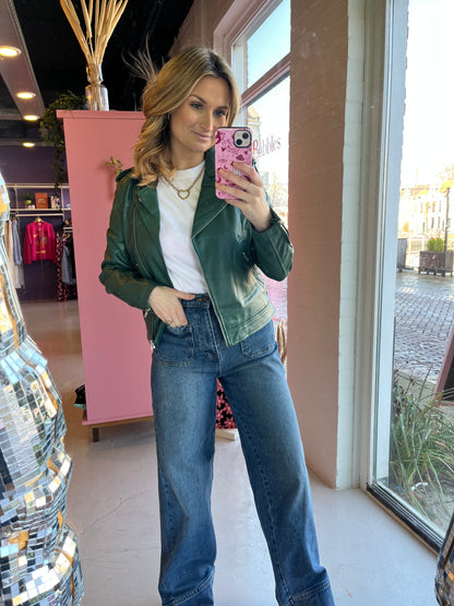 Vegan leather jacket green