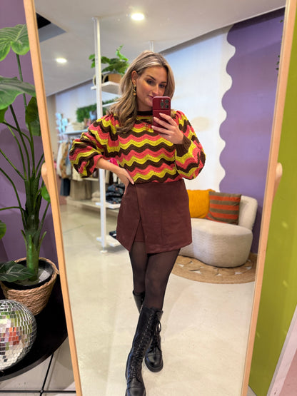 Suedine skort bordeaux