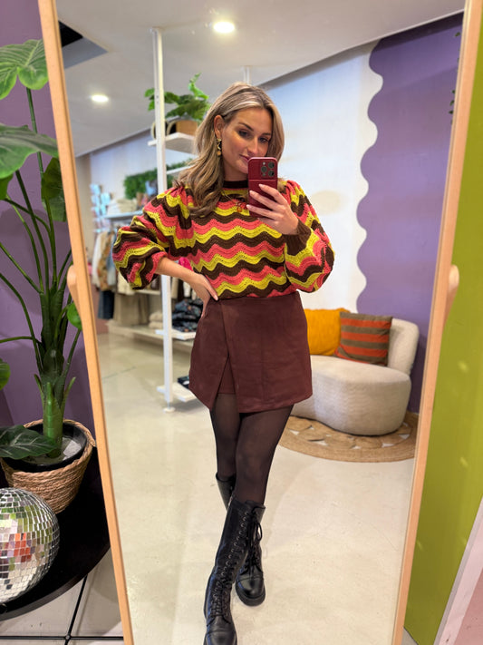 Suedine skort bordeaux