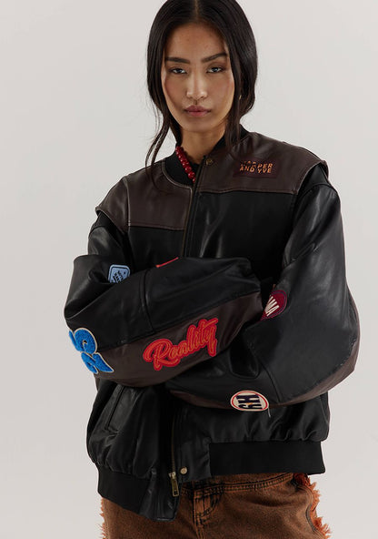Pleuni pu leather jacket