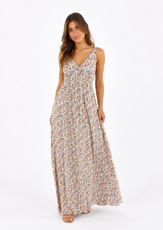 Maxi dress flower pink