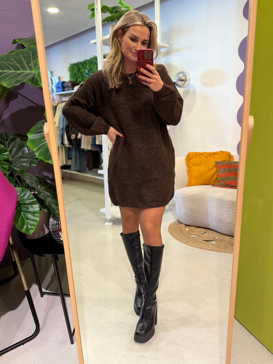 Knit dress cacao bruin