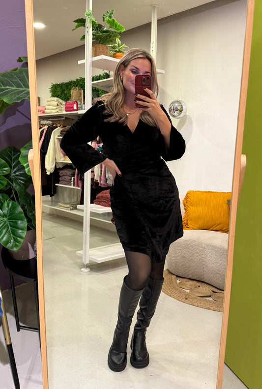 Velvet party dress zwart