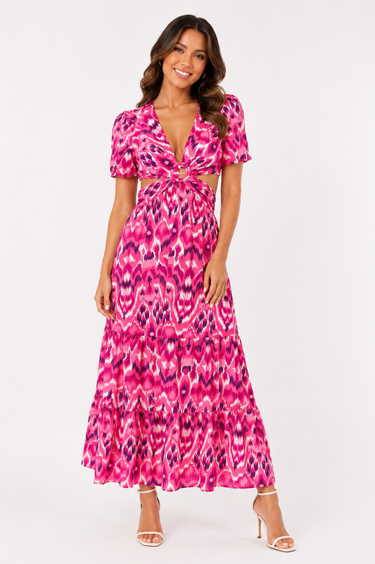 Maxi dress roze cut out