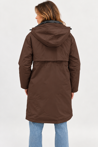 Lange winterjas bruin