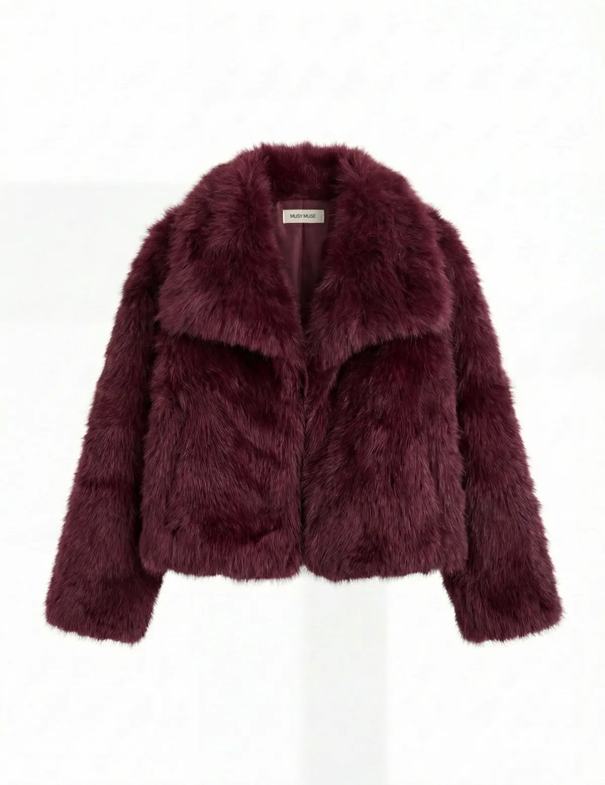 Korte bordeaux faux fur jas