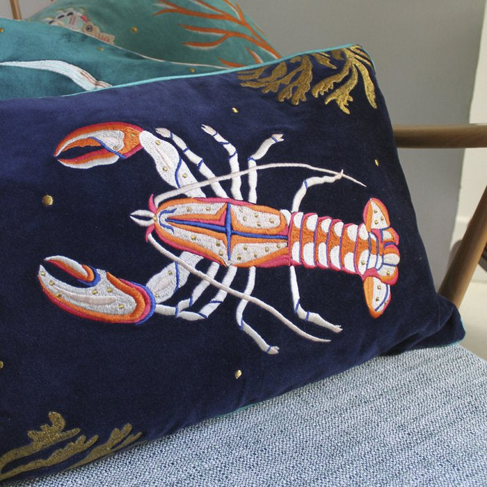 Luxe fluwelen kussen lobster