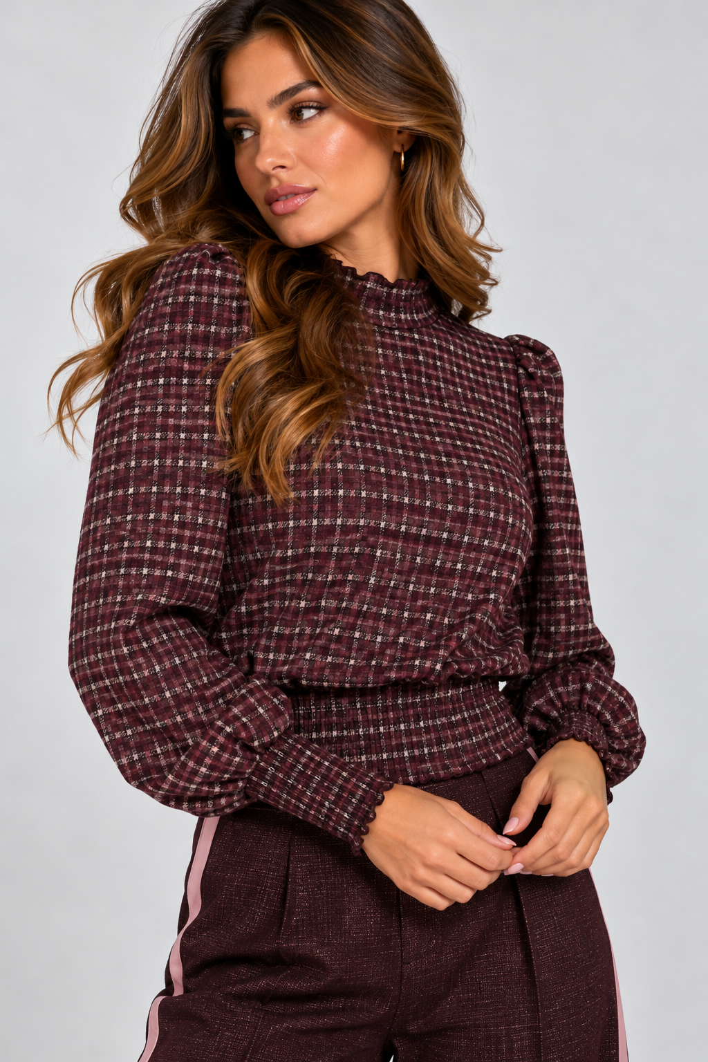 Top Tessa mauve check