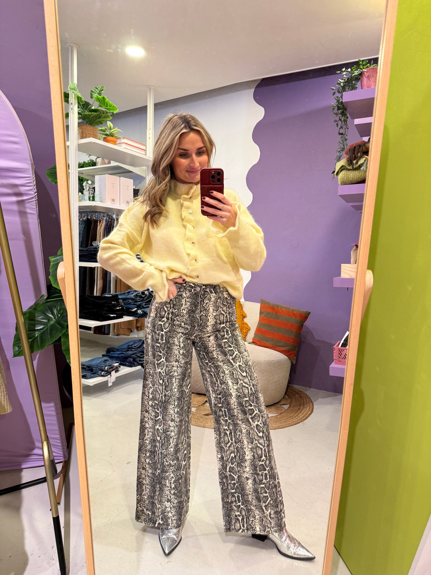 Snake jeans met wijde pijp