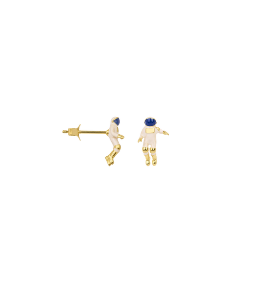 Single astronaut stud gold plated