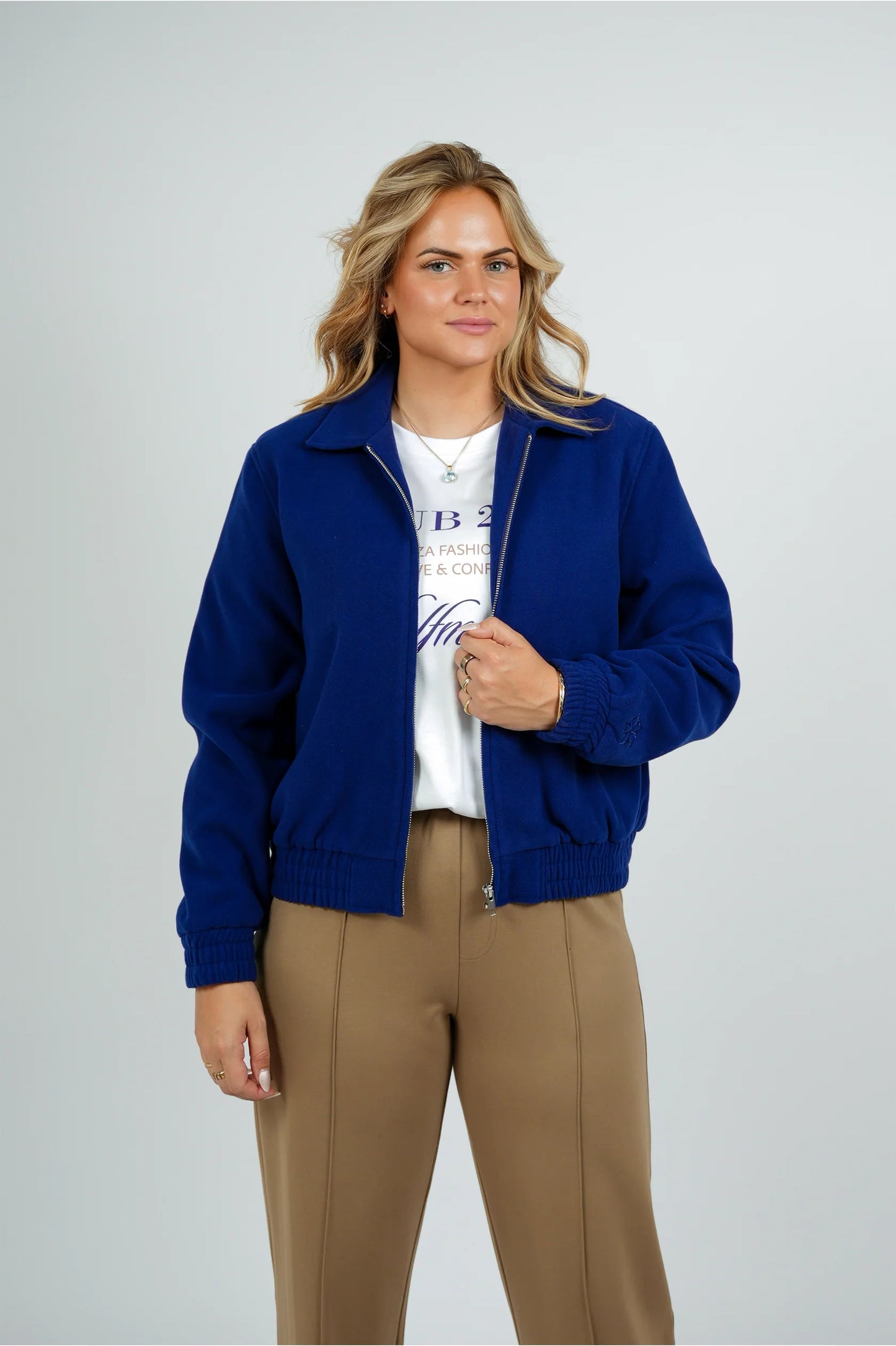 Korte bomber kobalt blauw