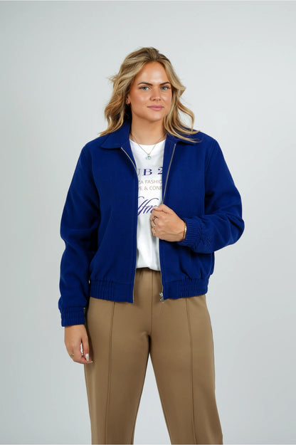 Korte bomber kobalt blauw