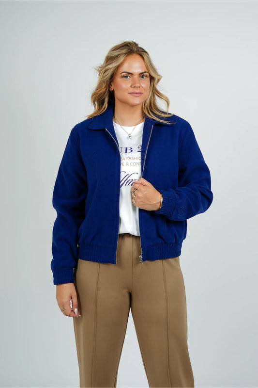 Korte bomber kobalt blauw