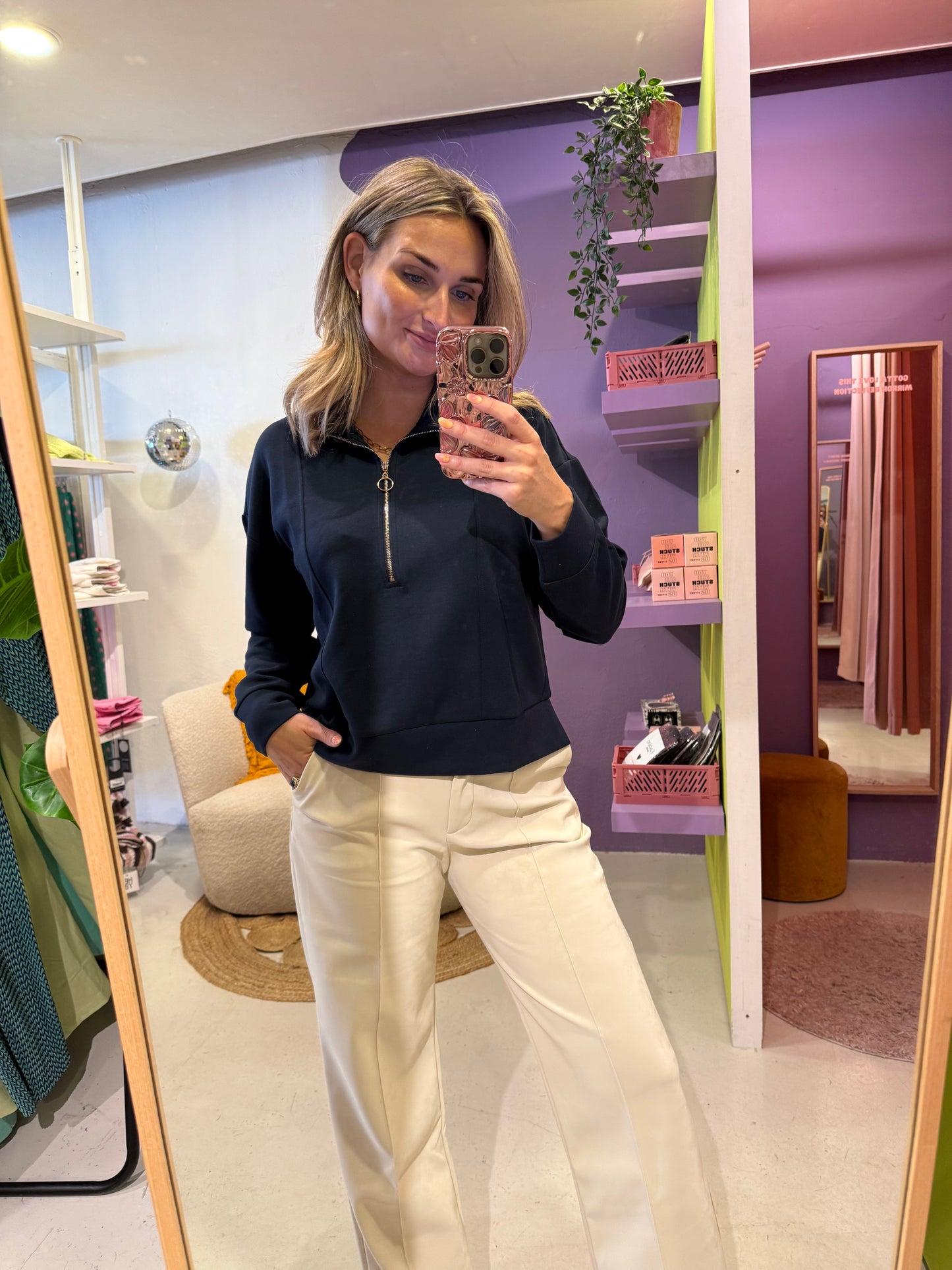 Trui met rits milano navy