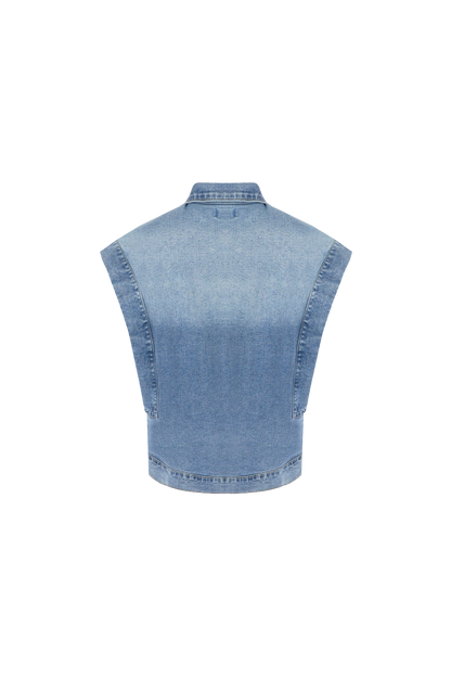 Meghan gilet mid denim blue