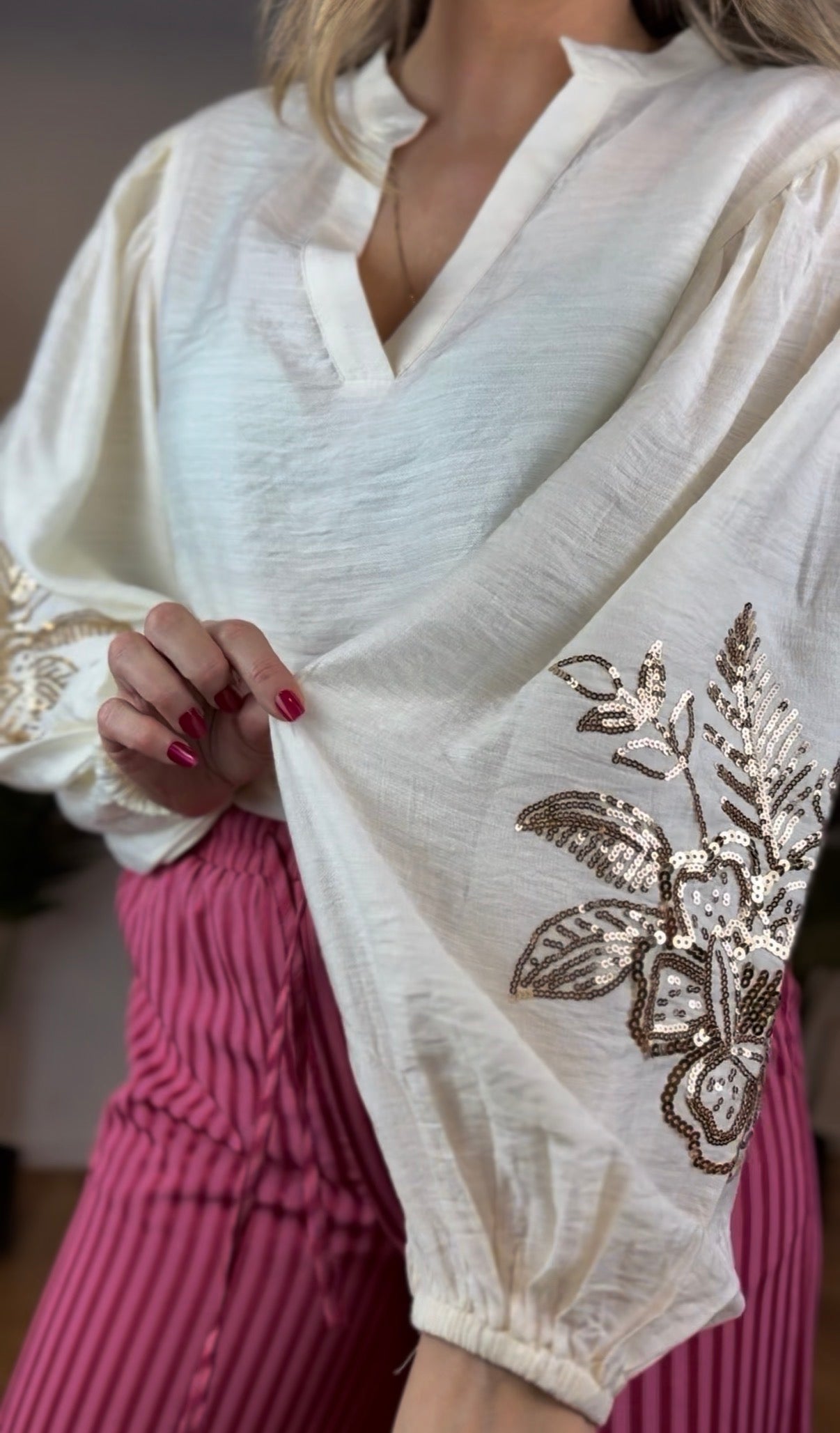 Blouse rose ecru