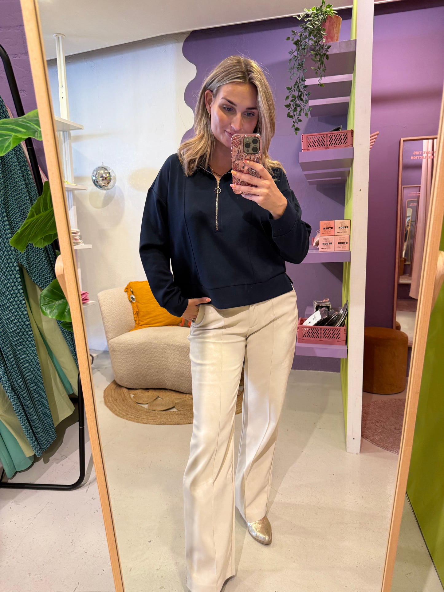 Trui met rits milano navy