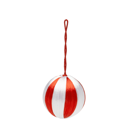 Small Corded red and white Stripe Ornament PER STUK