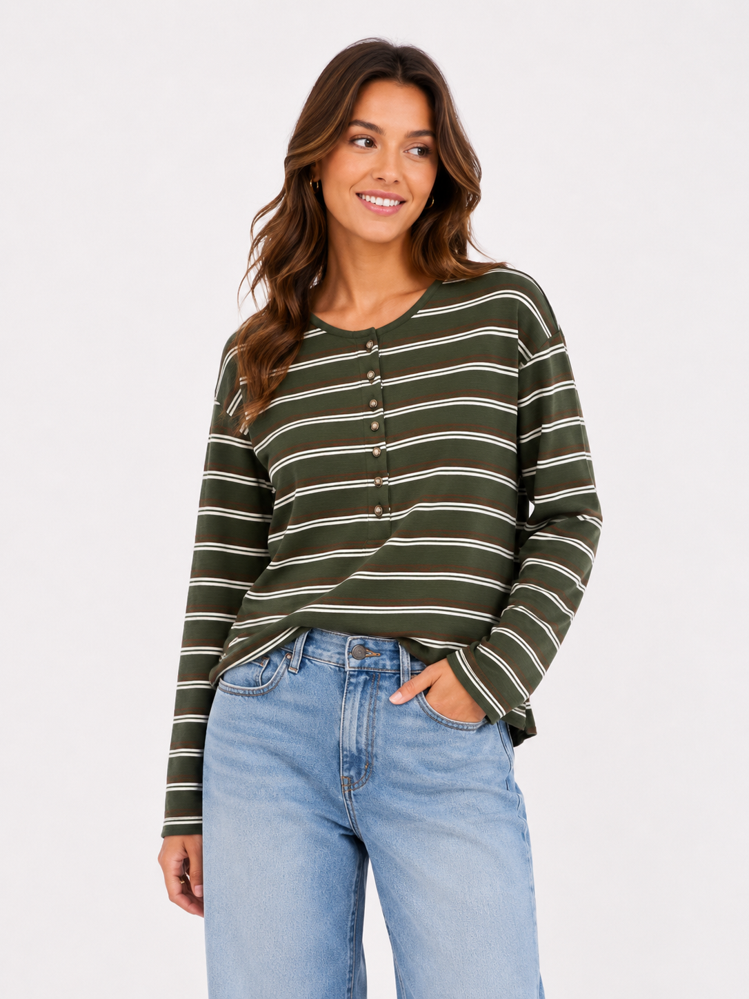 Gestreepte longsleeve groen