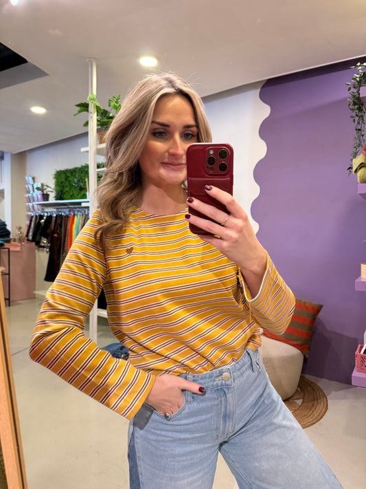 Longsleeve met streepjes mosterd