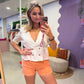 Witte katoenen blouse met v hals