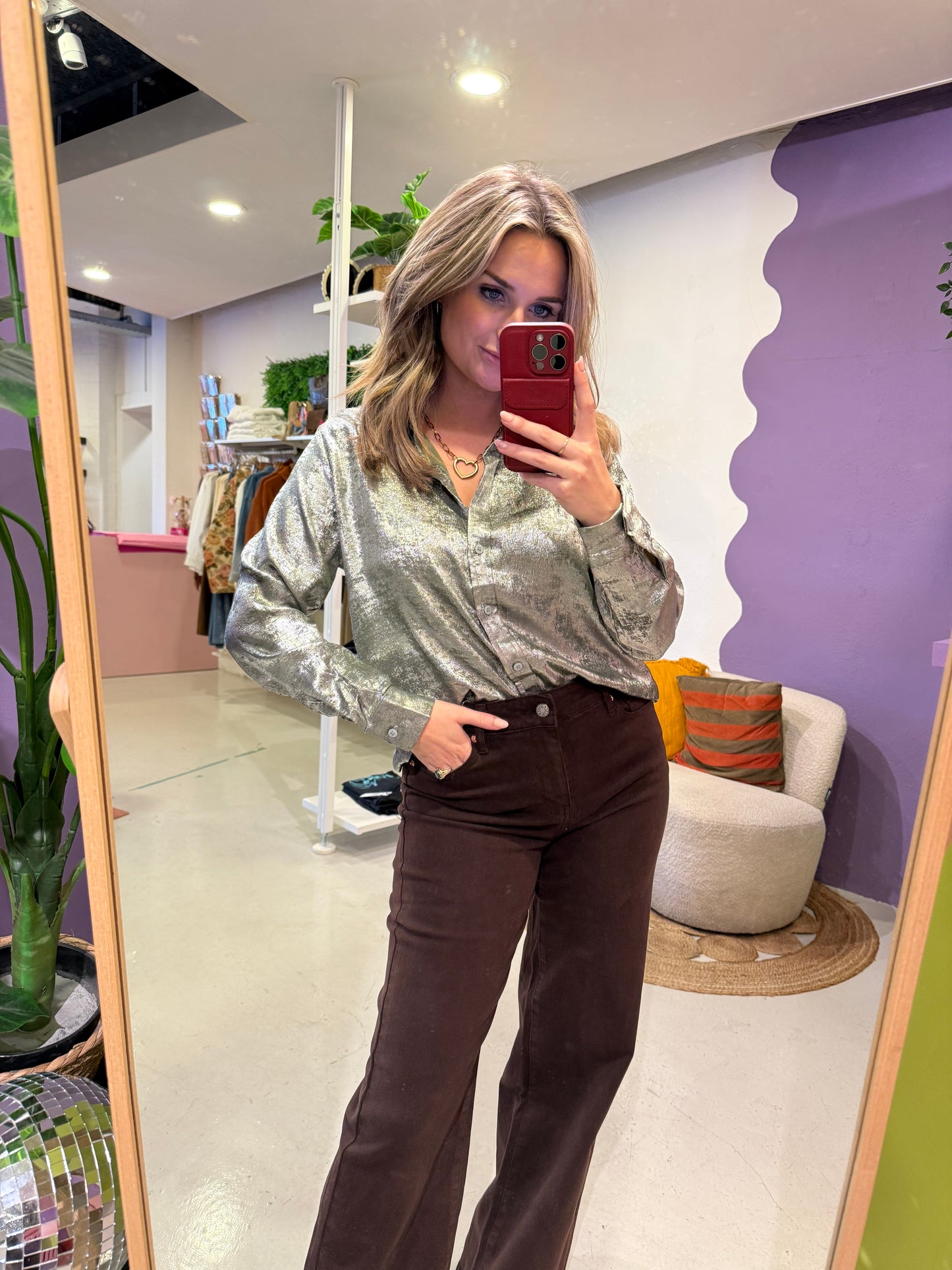 Metallic blouse khaki