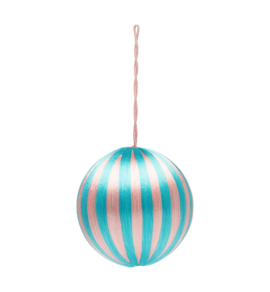 Big Corded Turquoise and Pink Ornament PER STUK