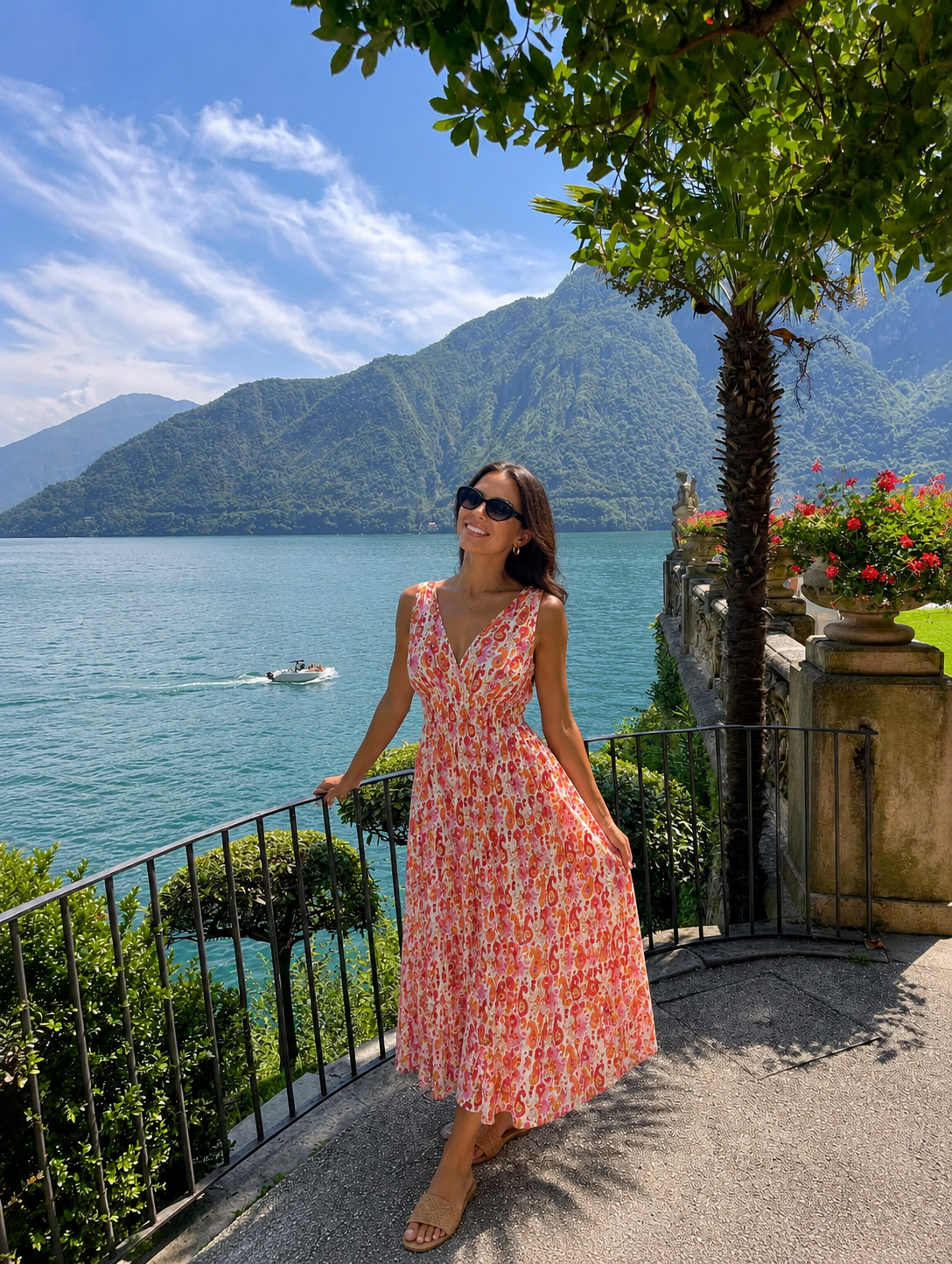 Maxi dress orange/pink print