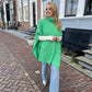 Gebreide Poncho met col groen