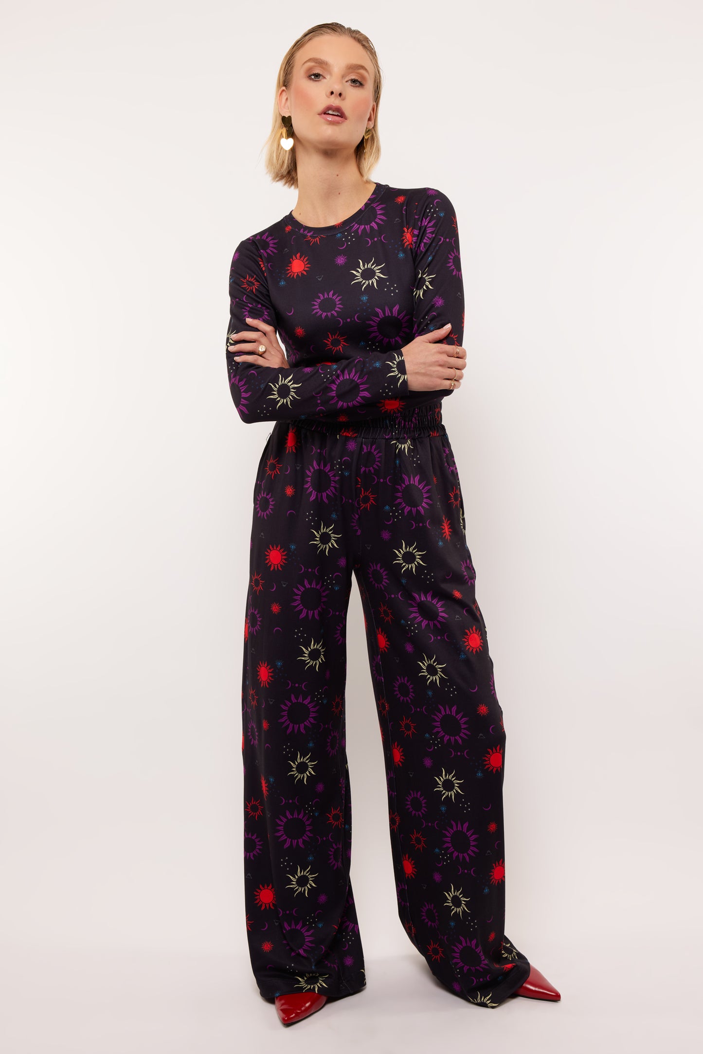 Lydia pants - black/warm purple