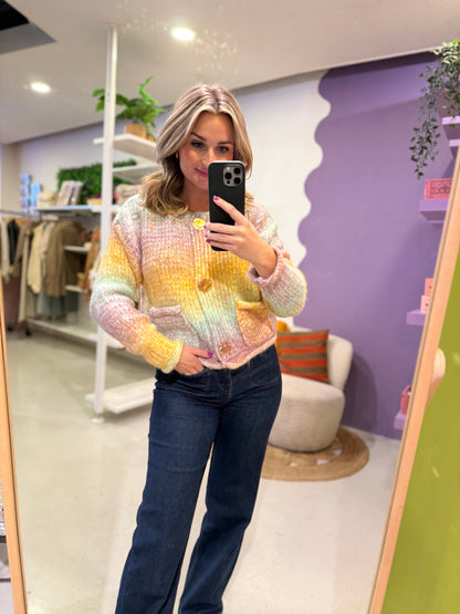 Multicolor vest gouden knopen