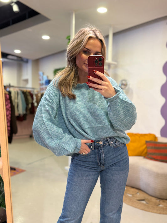 Trui met ruffle details groen