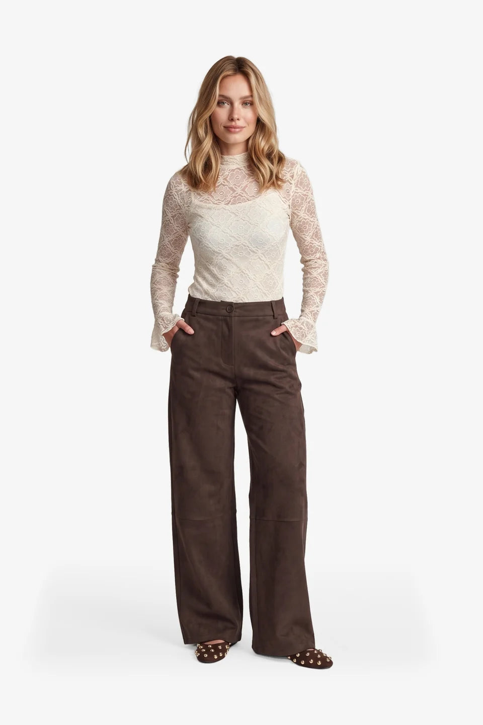 Leena top off white ruffle