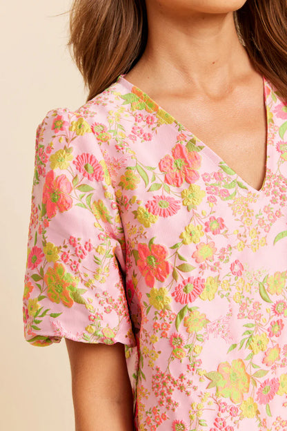 Feestelijke jurk pink flower