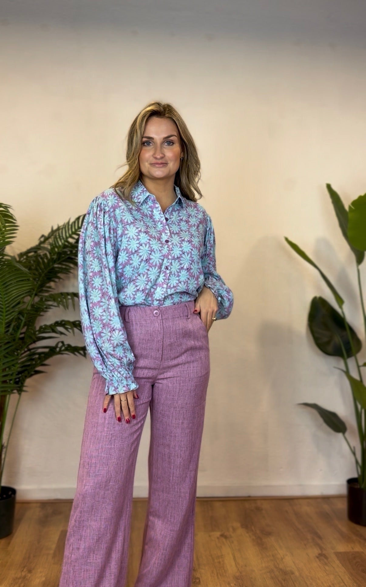 Blouse Alyssa turquoise flower