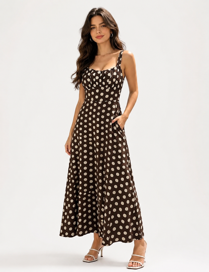 Polka dots summer dress brown