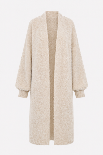 Lang fluffy vest beige