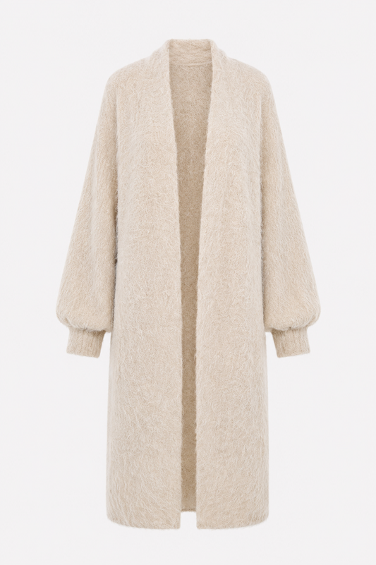 Lang fluffy vest beige