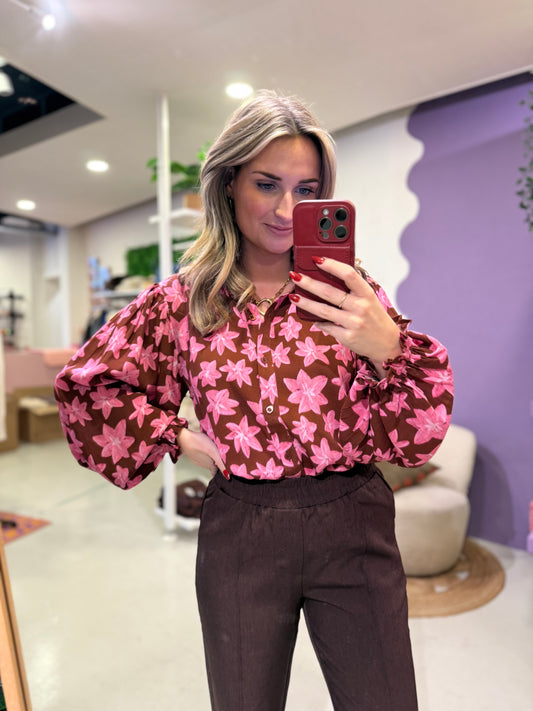 Blouse Alyssa brown flower