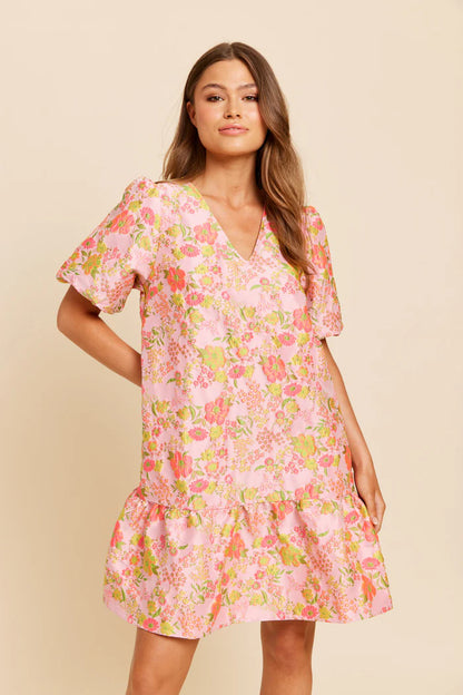 Feestelijke jurk pink flower