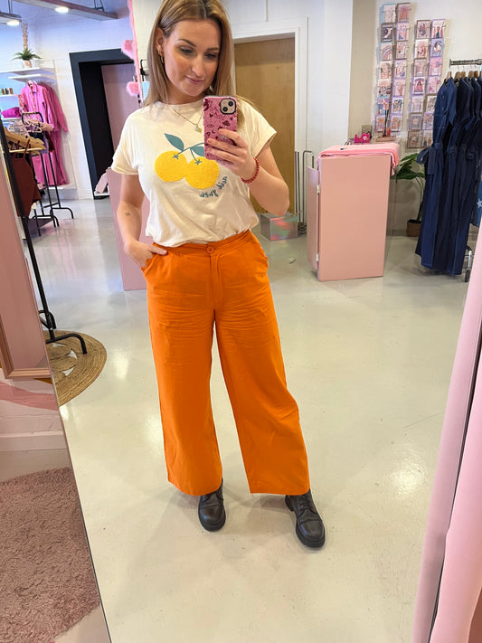 Pantalon oranje linnen