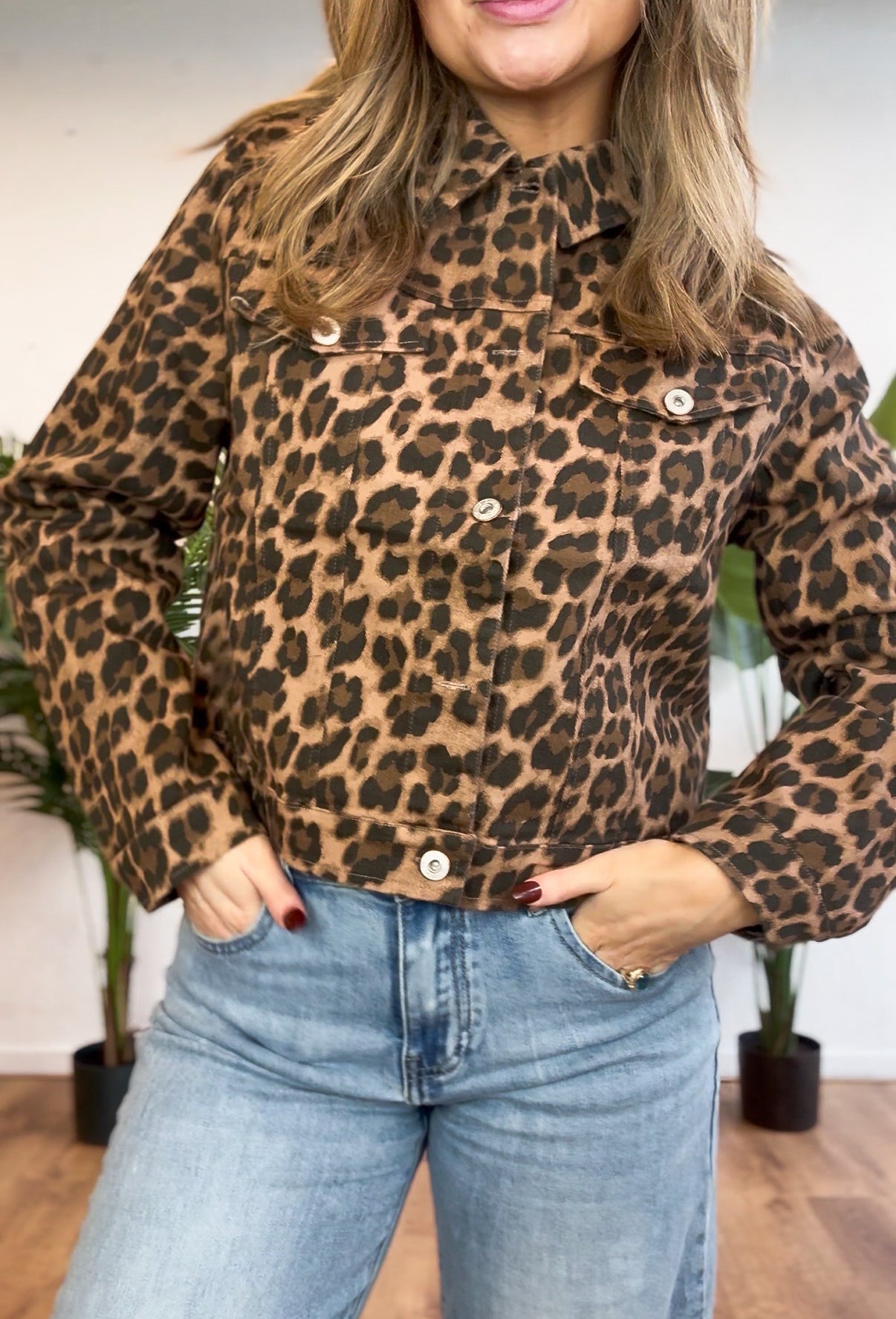 Leopard jeans jack