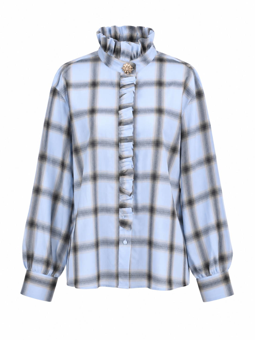 Geruite blouse blauw bruin