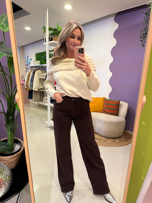 Donker bruine wijde jeans